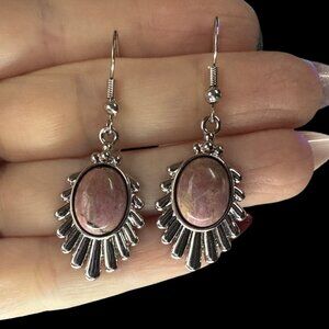 Earrings Pink Rhodonite jewelry fashion accessories s925 sterling silver gift